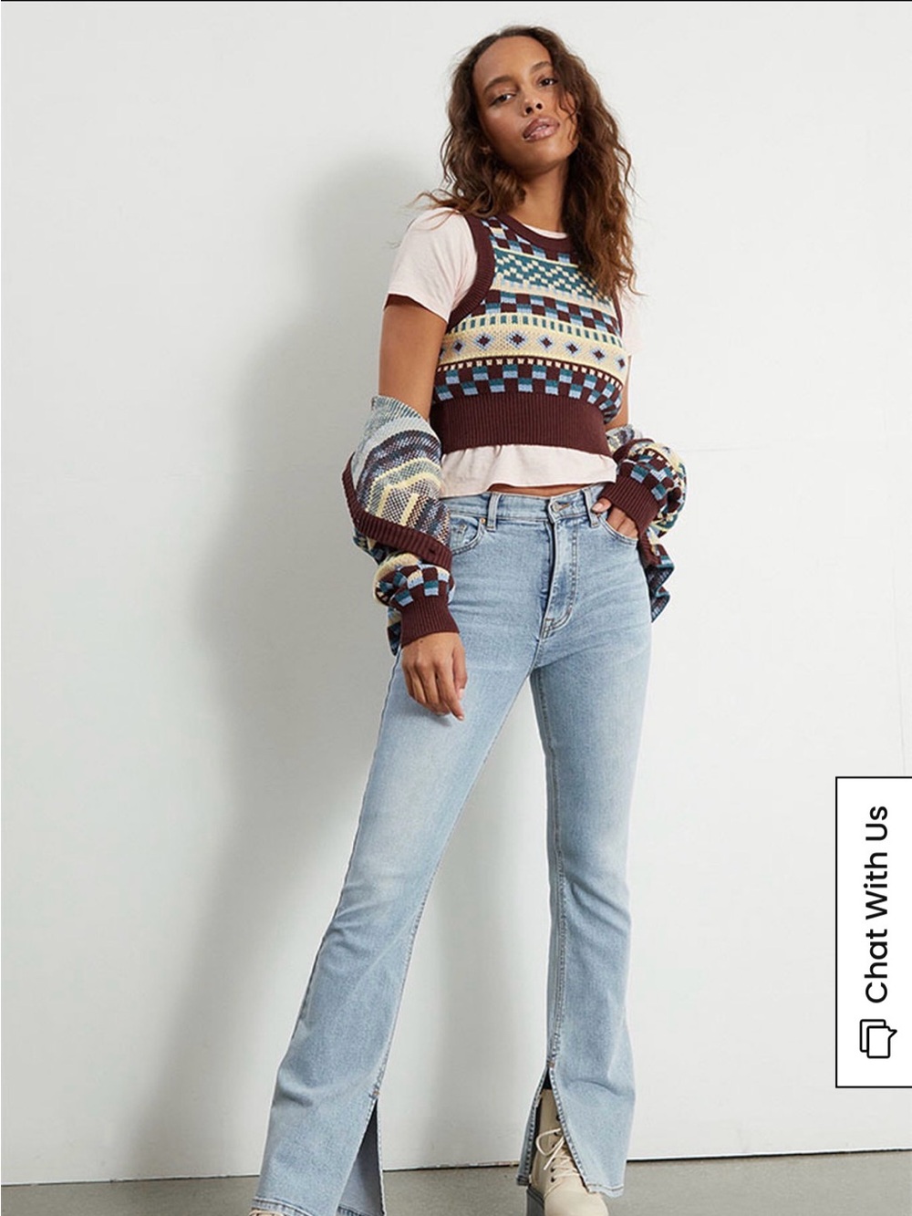 PacSun Light Blue High-Rise Split Hem Flare Jeans